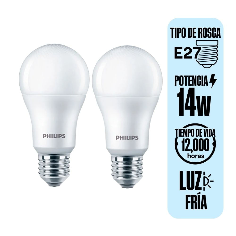 Foco LED Philips Luz Blanca x2 14W E27 Ahorro Energético