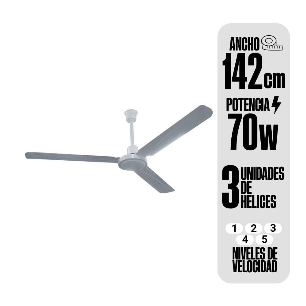 Ventilador de Techo Industrial Orange 56"" 3 Aspas Blanco