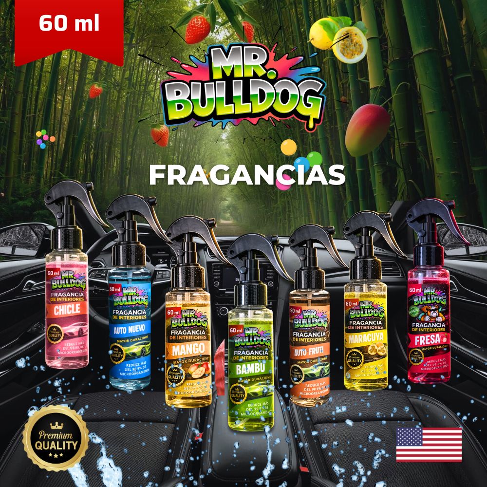 Ambientador de interiores Automotriz Mr. Bulldog 60ml PACK X 6 UNI.