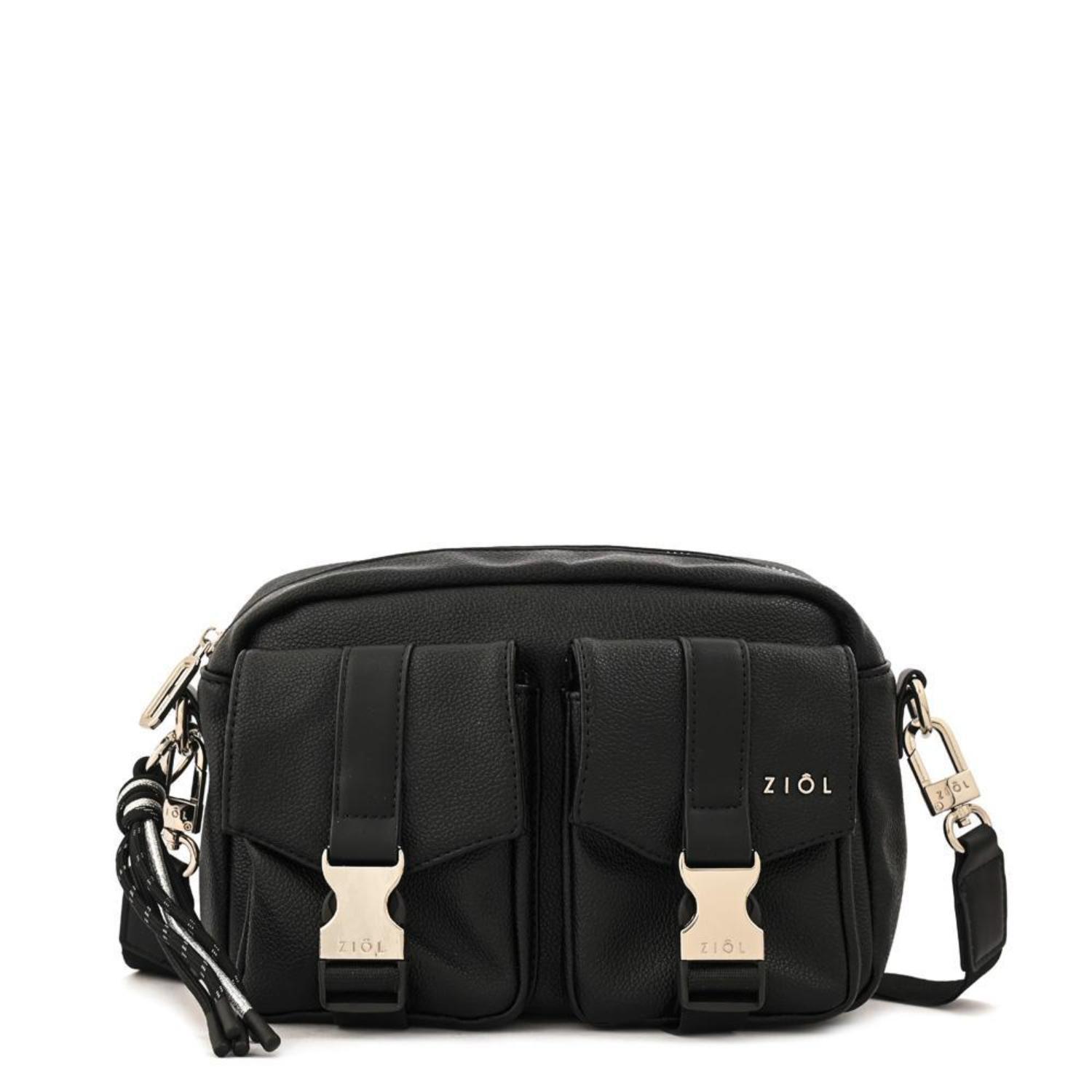 Cartera Crossbody Ziol Devon Negro Y Textura