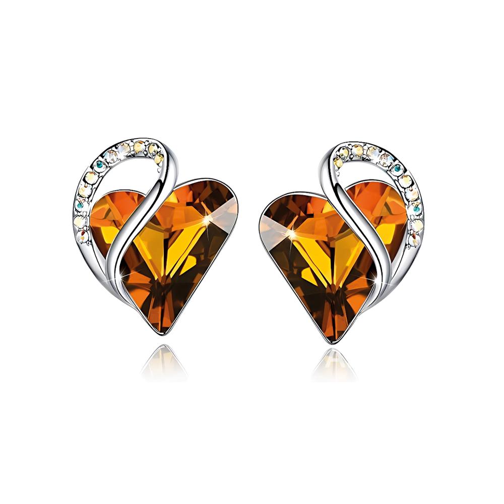 ARETES INFINITY LOVE CORAZÓN INFINITO CON CRISTAL NATAL ÁMBAR
