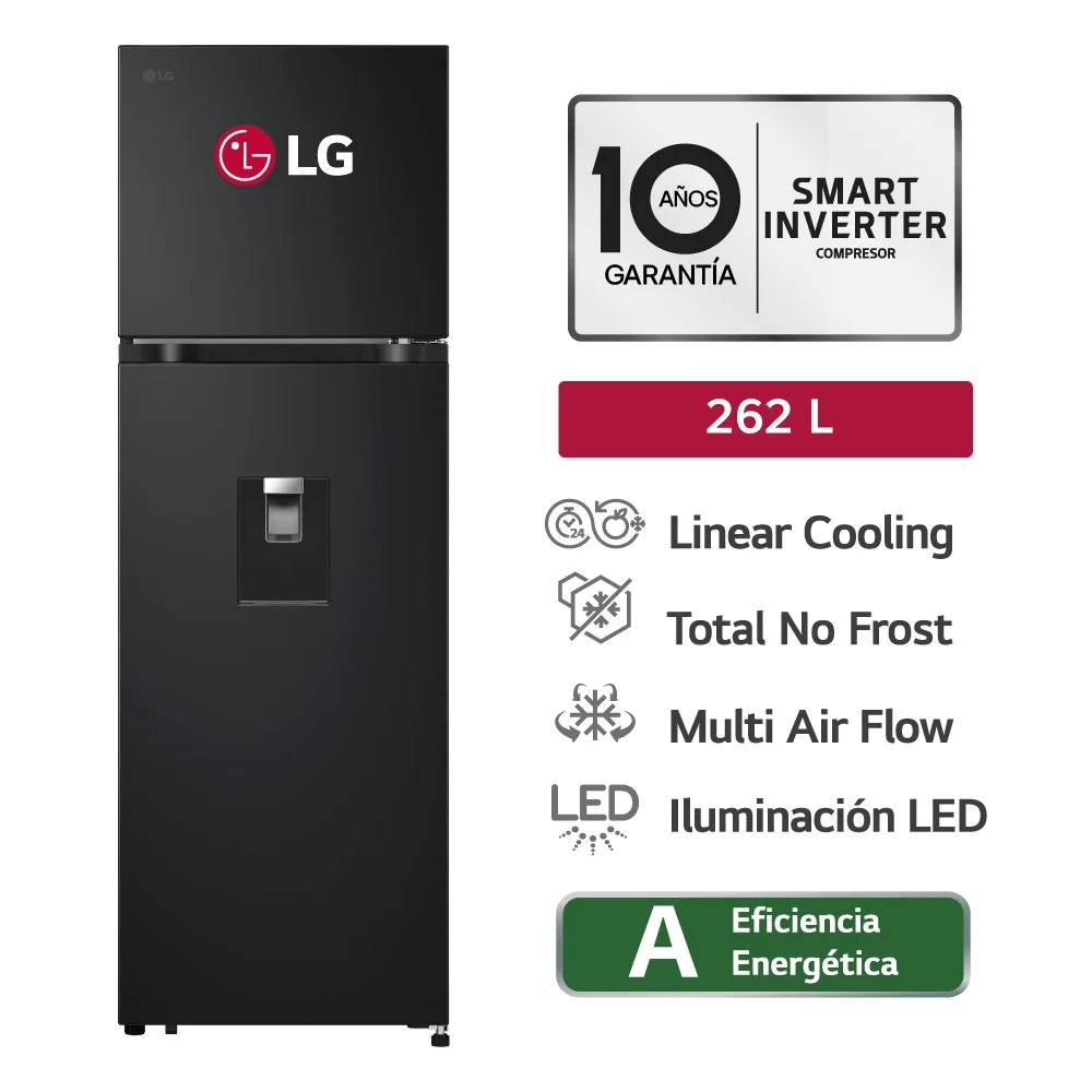 Refrigeradora 262LT Linear Cooling LG VT26WPM Negro Mate
