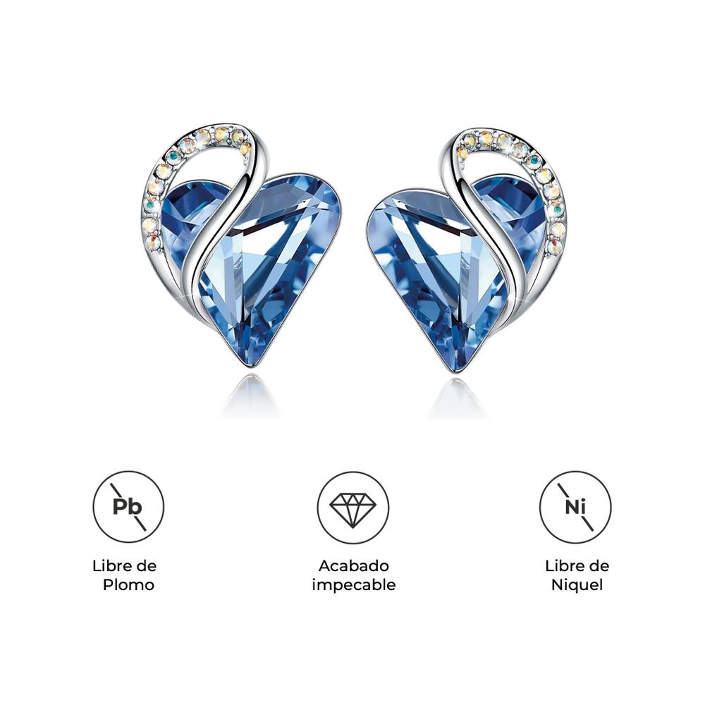 ARETES INFINITY LOVE CORAZÓN INFINITO CON CRISTAL NATAL AZUL