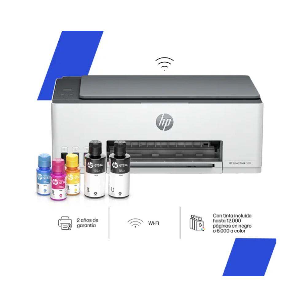Impresora Multifuncional HP Smart Tank 580 Wi-Fi  Color - Blanco