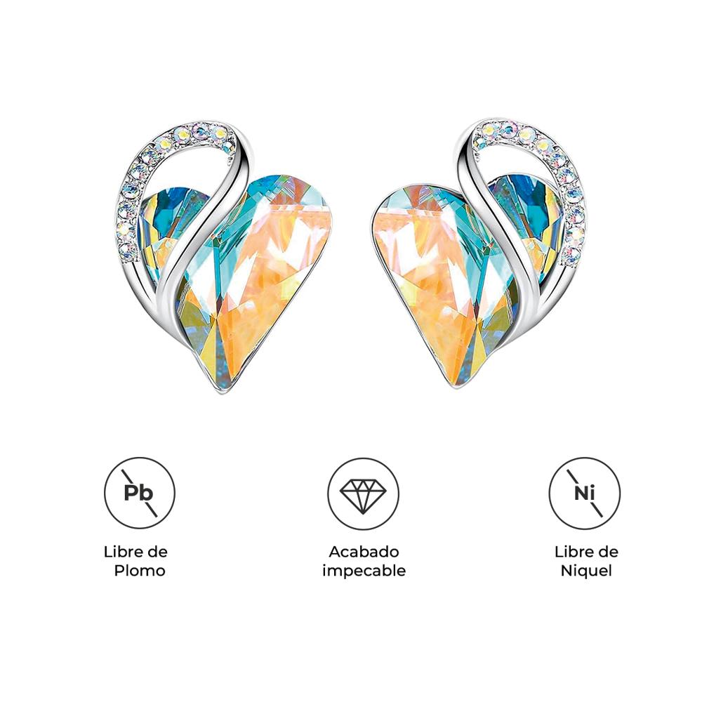 ARETES INFINITY LOVE CORAZÓN INFINITO CON CRISTAL NATAL PERLADO