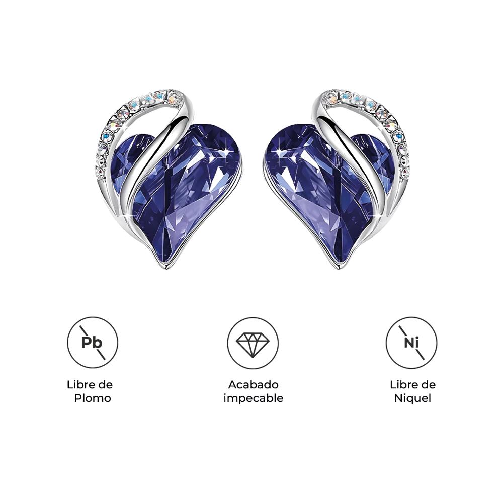 ARETES INFINITY LOVE CORAZÓN INFINITO CON CRISTAL NATAL MORADO