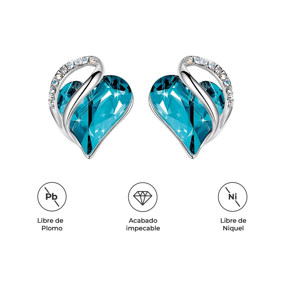 ARETES INFINITY LOVE CORAZÓN INFINITO CON CRISTAL NATAL CELESTE