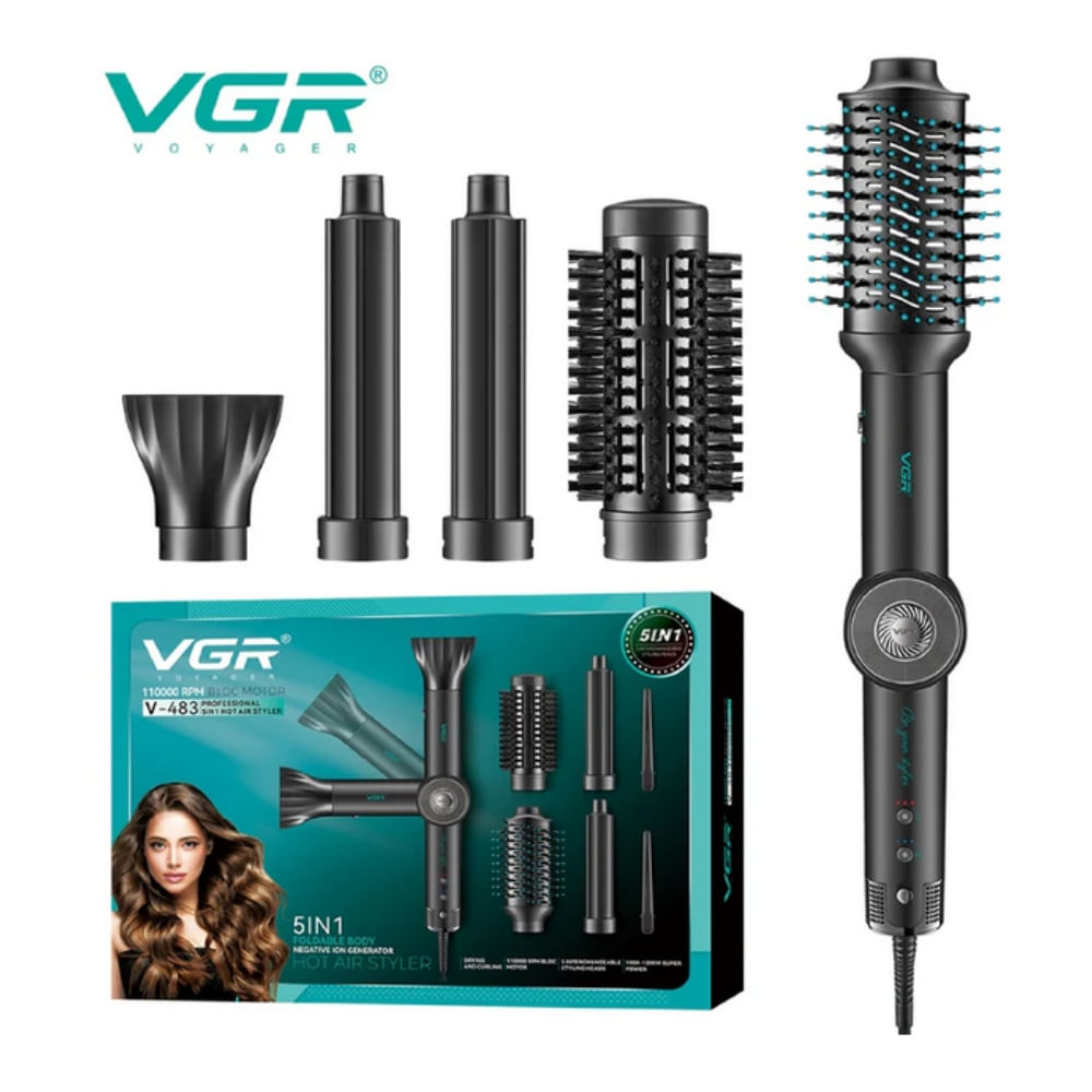 CEPILLO MULTISTYLER VGR VOYAGER V-483 PROFESIONAL 5 EN 1 NEGRO