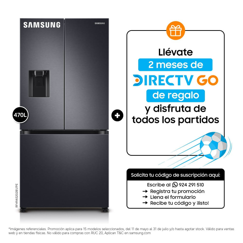 Refrigeradora Samsung RF49A5202B1/PE French Door 470L Negro