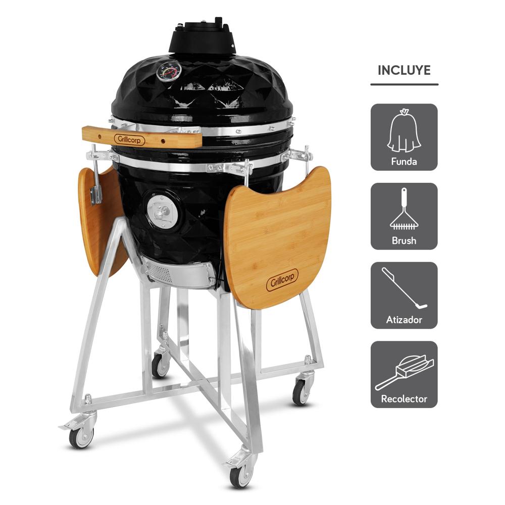 Kamado Diamante 18 Negro con regalos básicos
