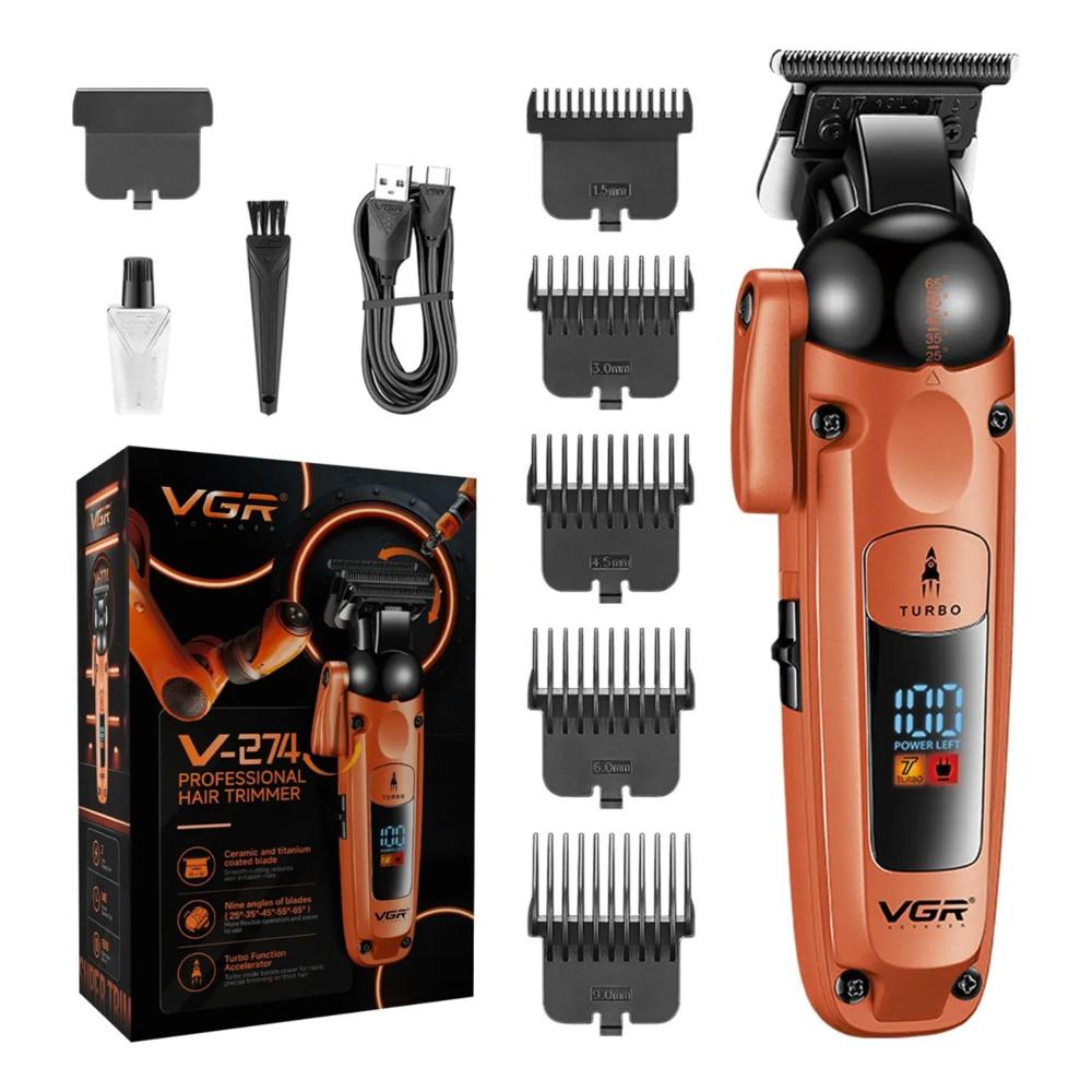 Cortadora De Cabello VGR V-274 Profesional Recargable USB Tipo C Para Barber Shop Naranja