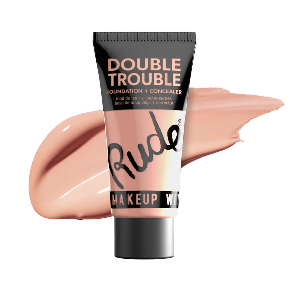 Base Líquida 2 en 1 Rude Double Trouble Foundation + Concealer 12 Tan