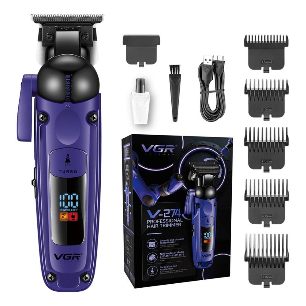 Cortadora De Cabello VGR V-274 Profesional Recargable USB Tipo C Para Barber Shop Violeta