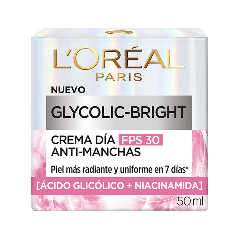 Crema de día facial L’Oréal Paris Glycolic Bright FPS 30 50 ml
