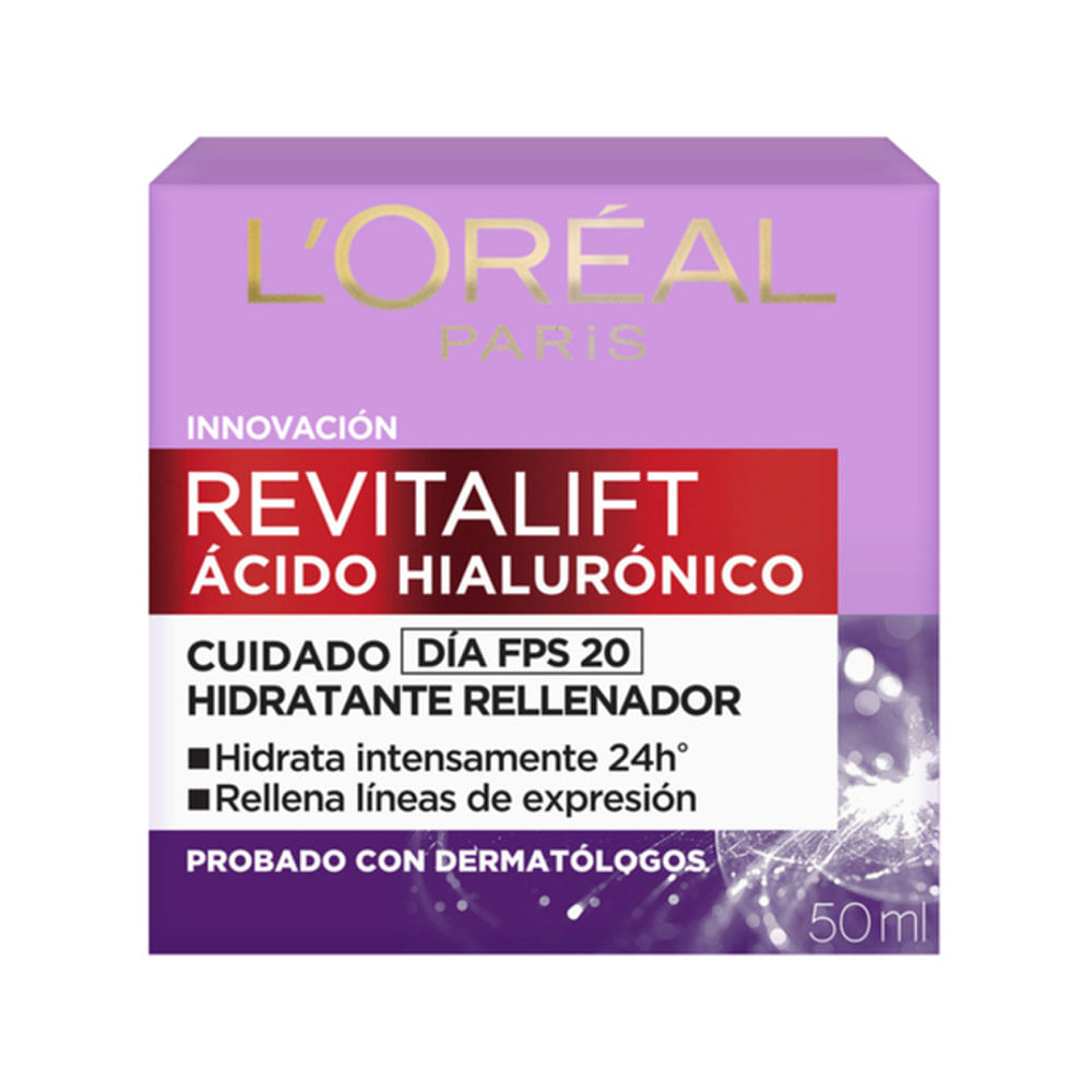 Crema facial día L'Oréal Paris Revitalift FPS 20 Ácido Hialurónico 50 ml