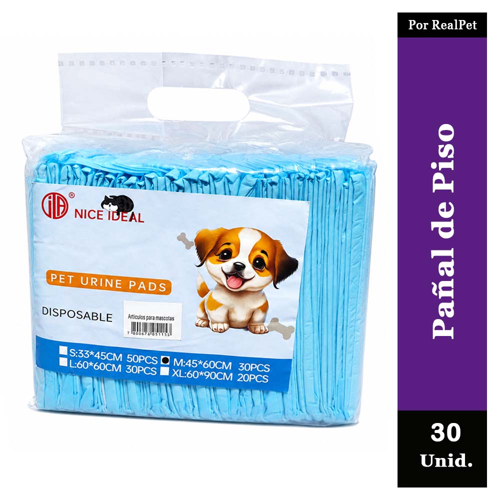 Pañal de Piso para Perro o Gato 45x60 cm 30 Unidades