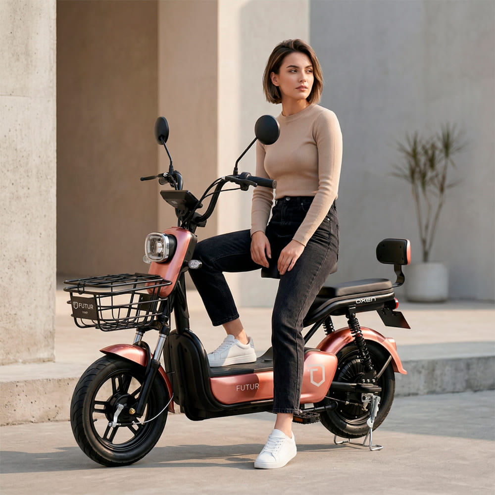 Bicimoto Eléctrica OXEN de Litio 350W Rosado Golden