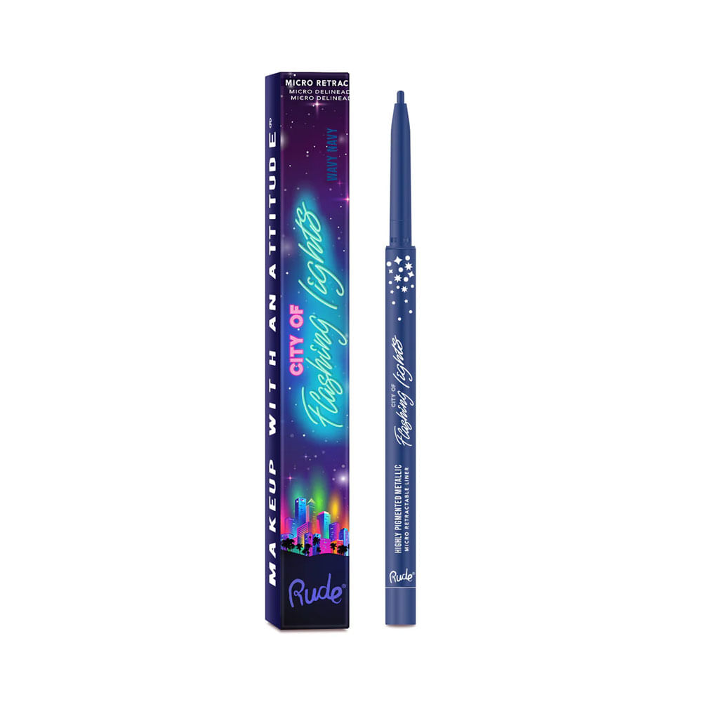 Delineador de ojos Rude City of Flashing Lights Micro Retractable Liner Wavy Navy