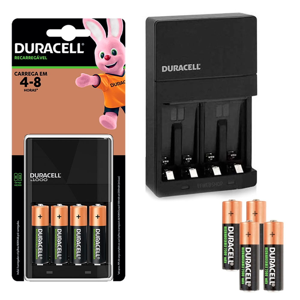 Cargador Duracell 4 Pilas A A 2500mah Recargable 4 - 8 Hras