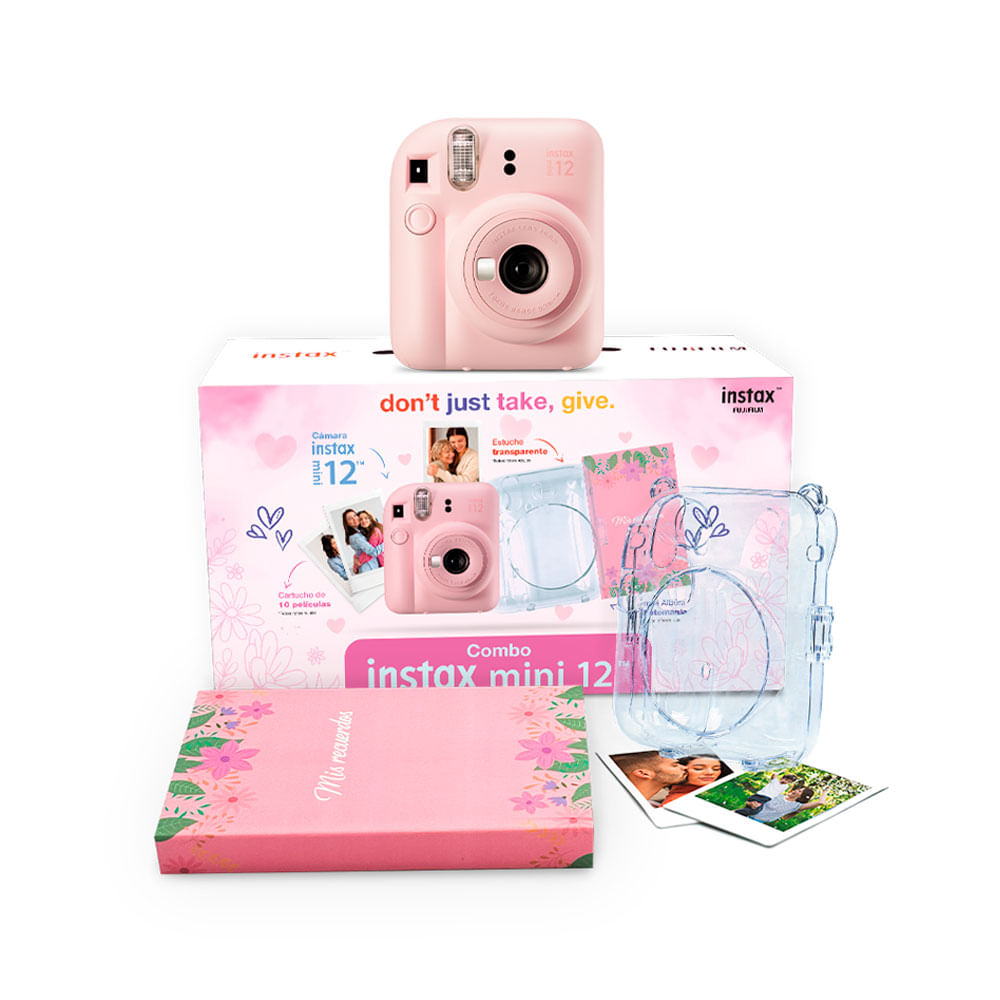 Camara Fujifilm Instax Mini 12 Rosa  Estuche Trans Pelicula x10  Album