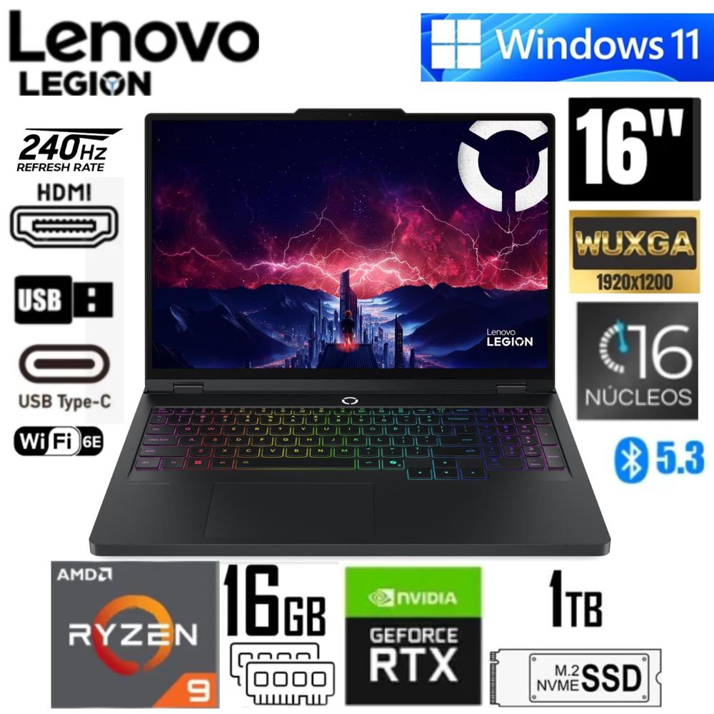 Laptop Lenovo Legion Pro 5 16ADR10 16  AMD Ryzen 9 8945HX 16GB RAM 1TB  RTX 5060 8GB  83LT000EUS