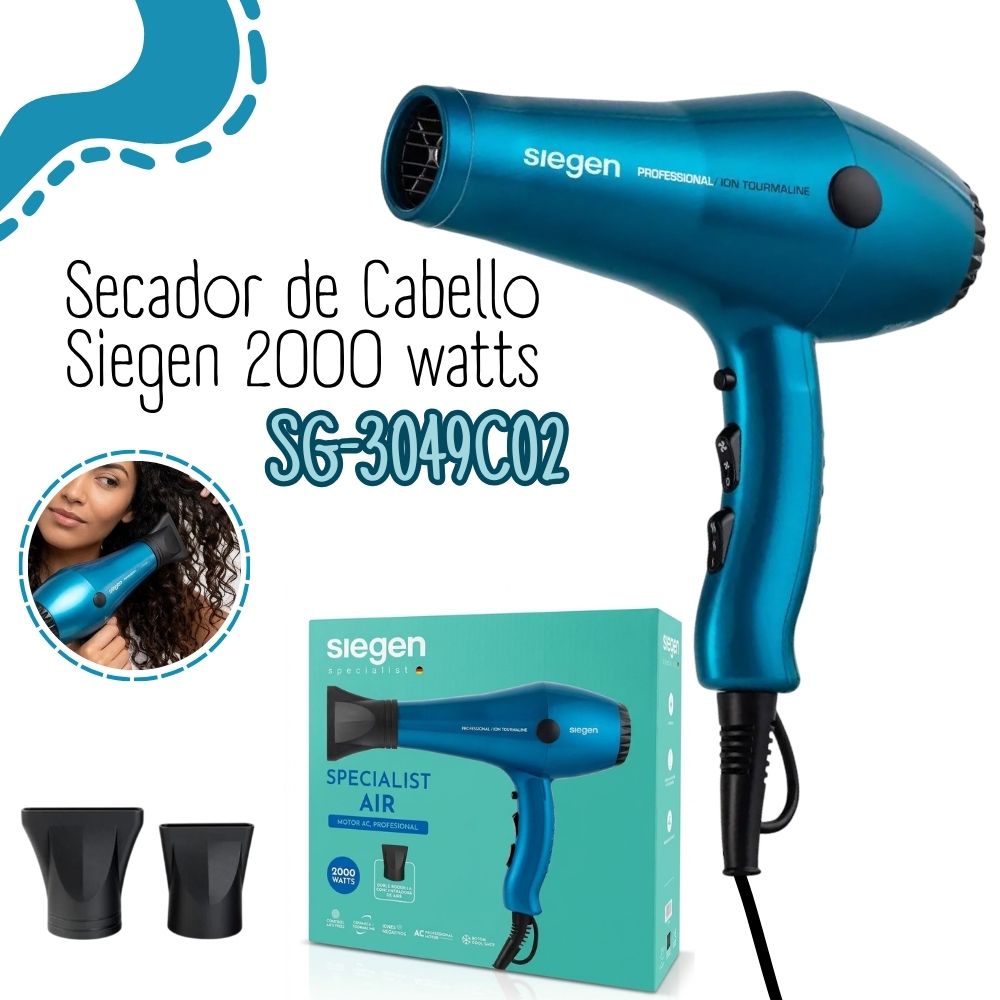 Secador de Cabello Siegen 2000 watts SG-3049C02 - Celeste