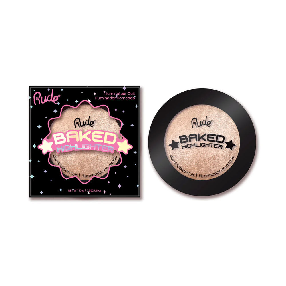 Iluminador compacto Rude Baked Highlighter Shimmer 912 Champagne Spark