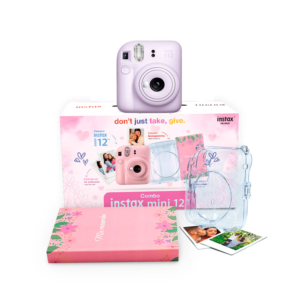 Camara Fujifilm Instax Mini 12 Lila Estuche Trans Pelicula x10 Album