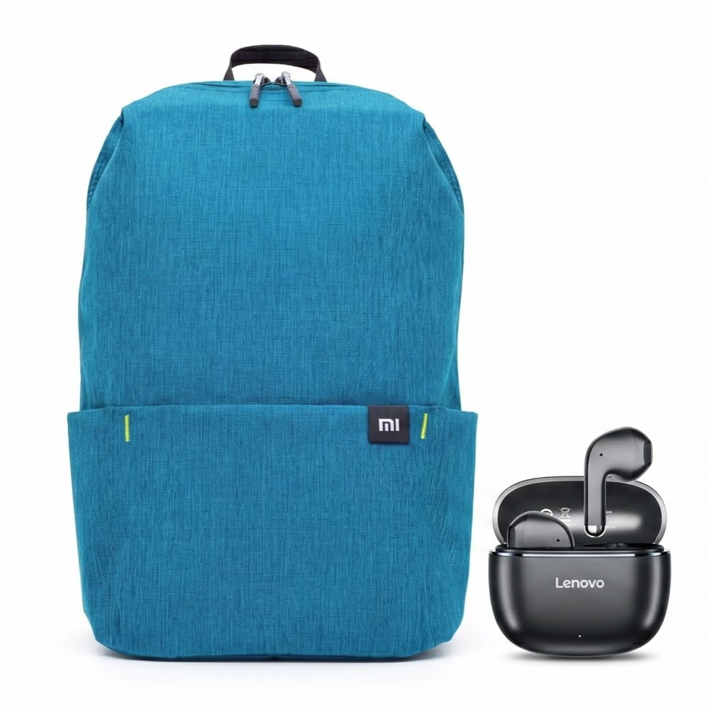 LENOVO AUDIFONO BT TA120 NEGRO Y XIAOMI MI CASUAL DAYPACK AZUL BRILLANTE