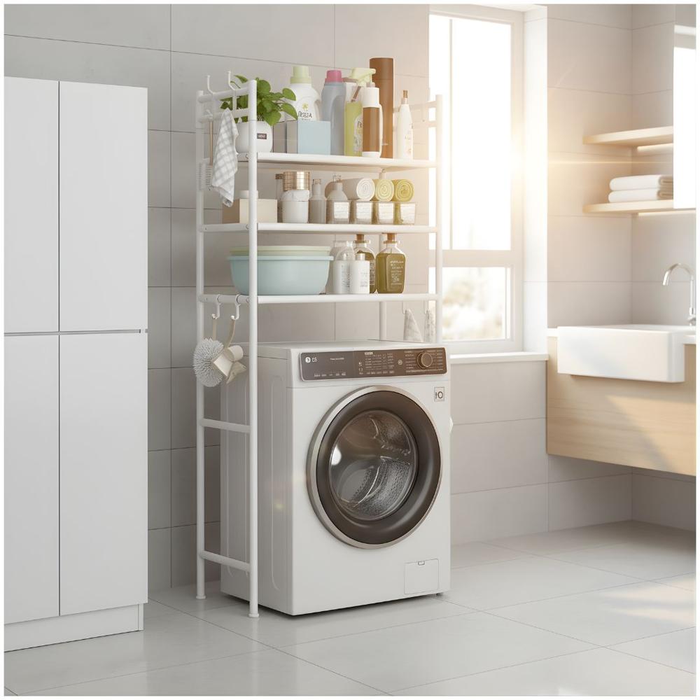Estante Organizador Multiusos para Lavadora Baño 3 Niveles 160x72x25cm Blanco