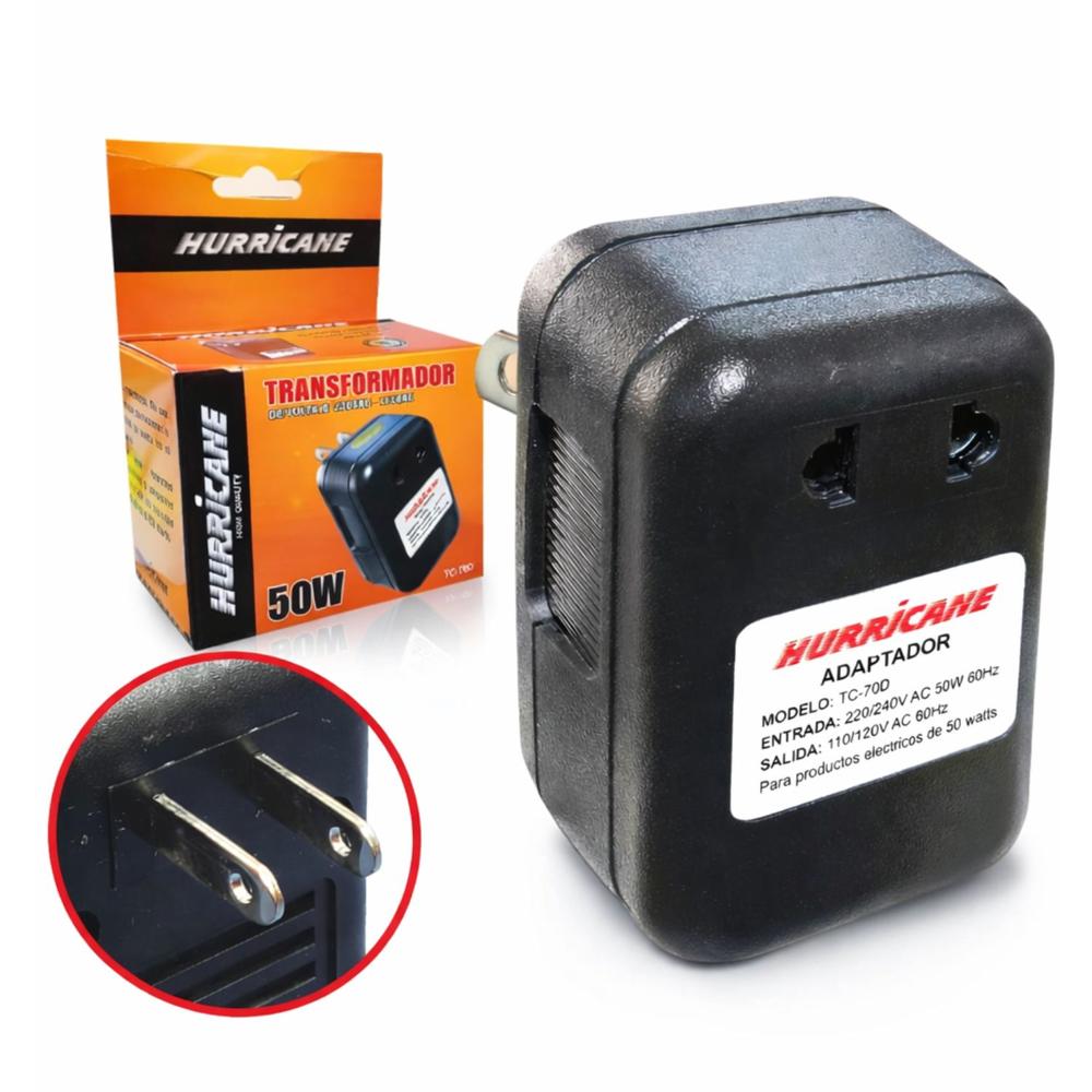 Convertidor Transformador 220V a 110V AC 50W para Equipos de Bajo Consumo