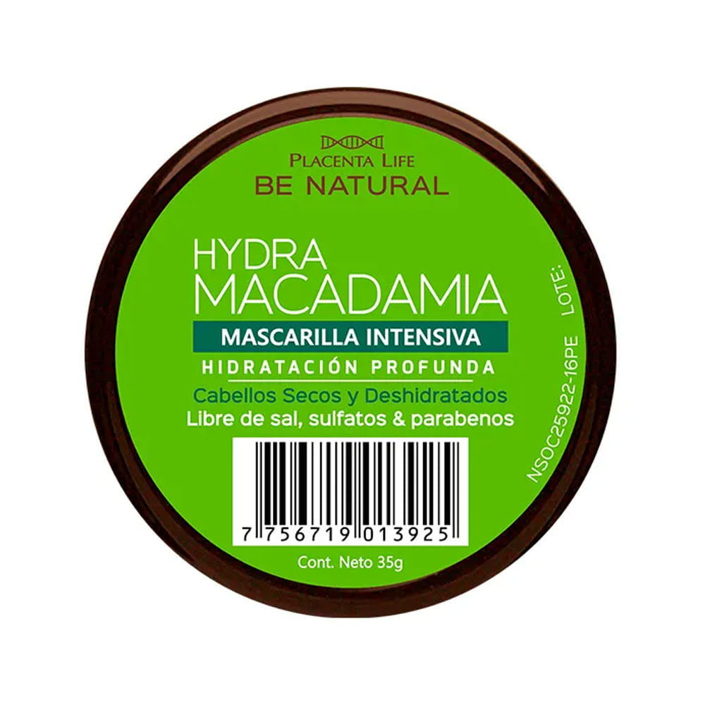 Mascarilla Be Natural Hydra Macadamia 35 g Hidratación Profunda