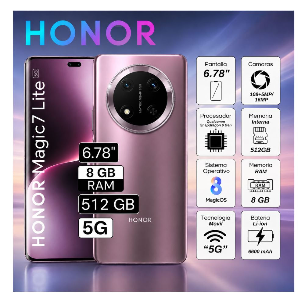 CELULAR  HONOR MAGIC 7 LITE 512GB 8GB RAM MORADO