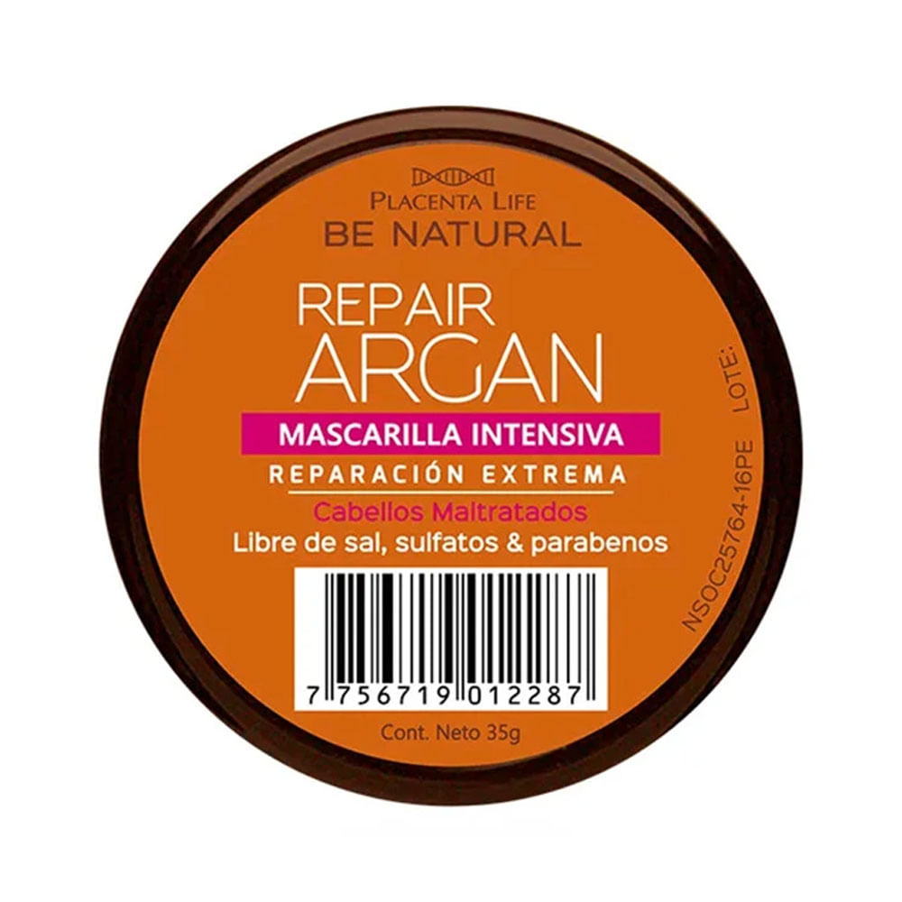 Mascarilla Capilar Be Natural Repair Argán 35 g Reparación Profunda