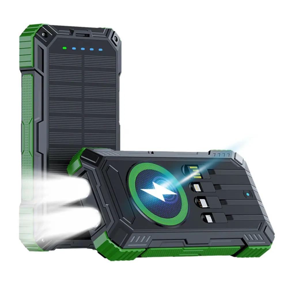 Cargador Solar 40000mAh Power Bank con Carga Rápida e Inalámbrica Verde