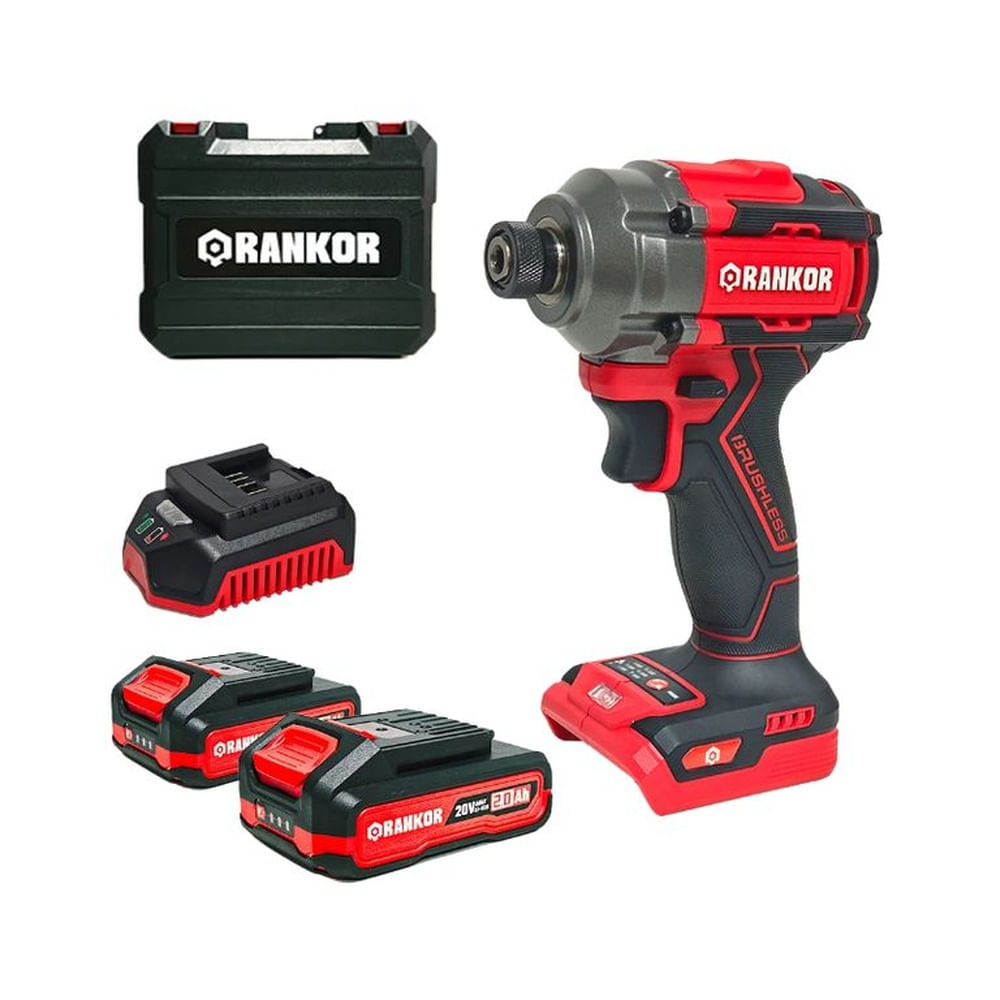Atornillador de impacto 20V Encastre 14 Rankor 260Nm BL x2 Baterias ...