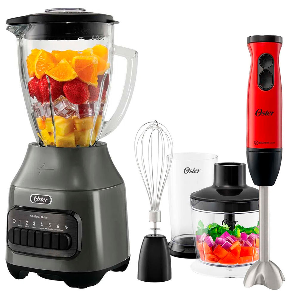 Combo Licuadora Oster BLSTPEG-GPB 1.5 Litros mas Batidora De Inmersión FPSTHB460A