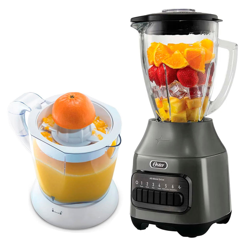 Combo Oster Licuadora BLSTPEG-GPB 6 Velocidades mas Exprimidor de Cítricos FPSTJU407W