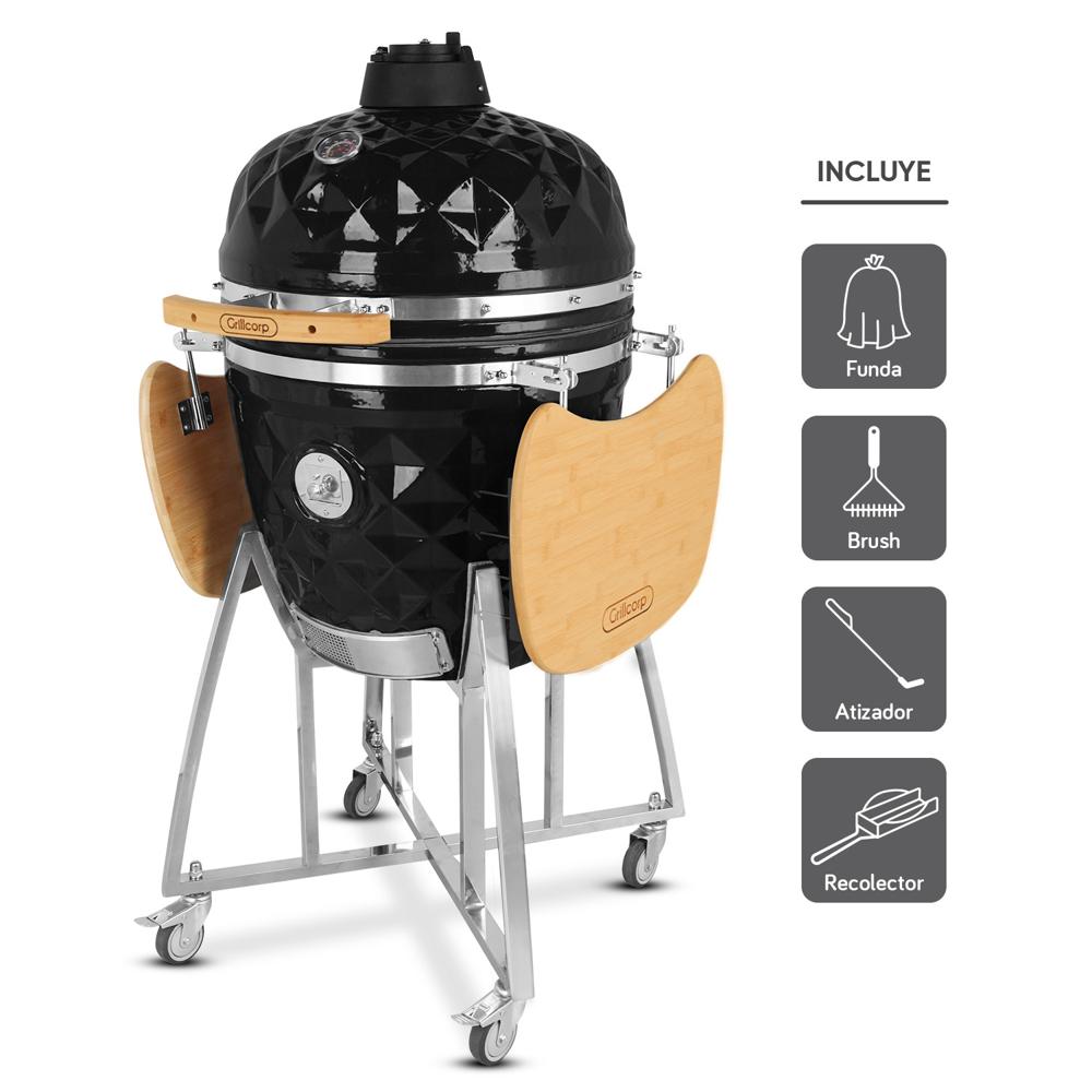 Kamado Diamante 21 Negro con regalos básicos