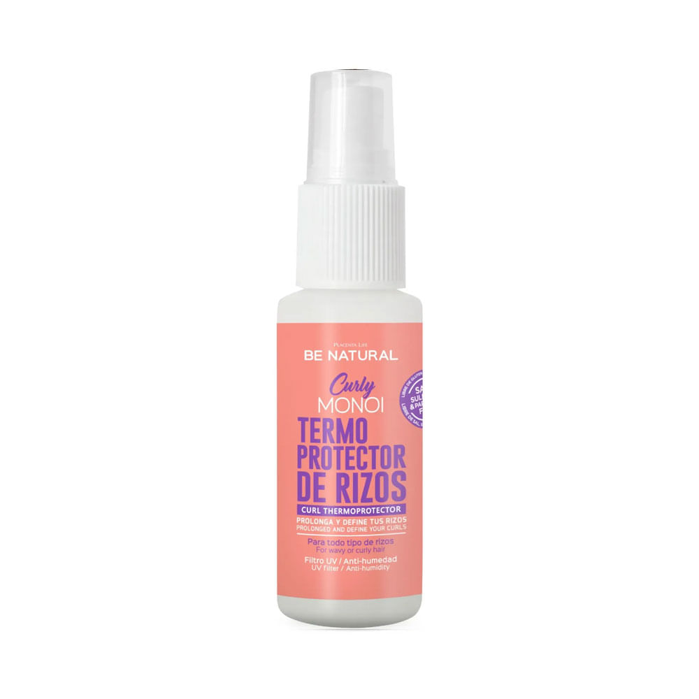Tratamiento Be Natural Curly Monoi 50 ml Termoprotector y Antifrizz