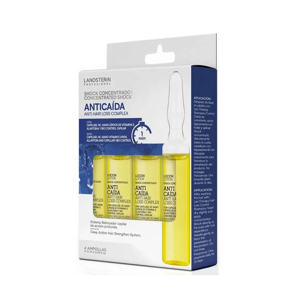 Ampollas anticaída Lanosterin Shock concentrado x4 ampollas