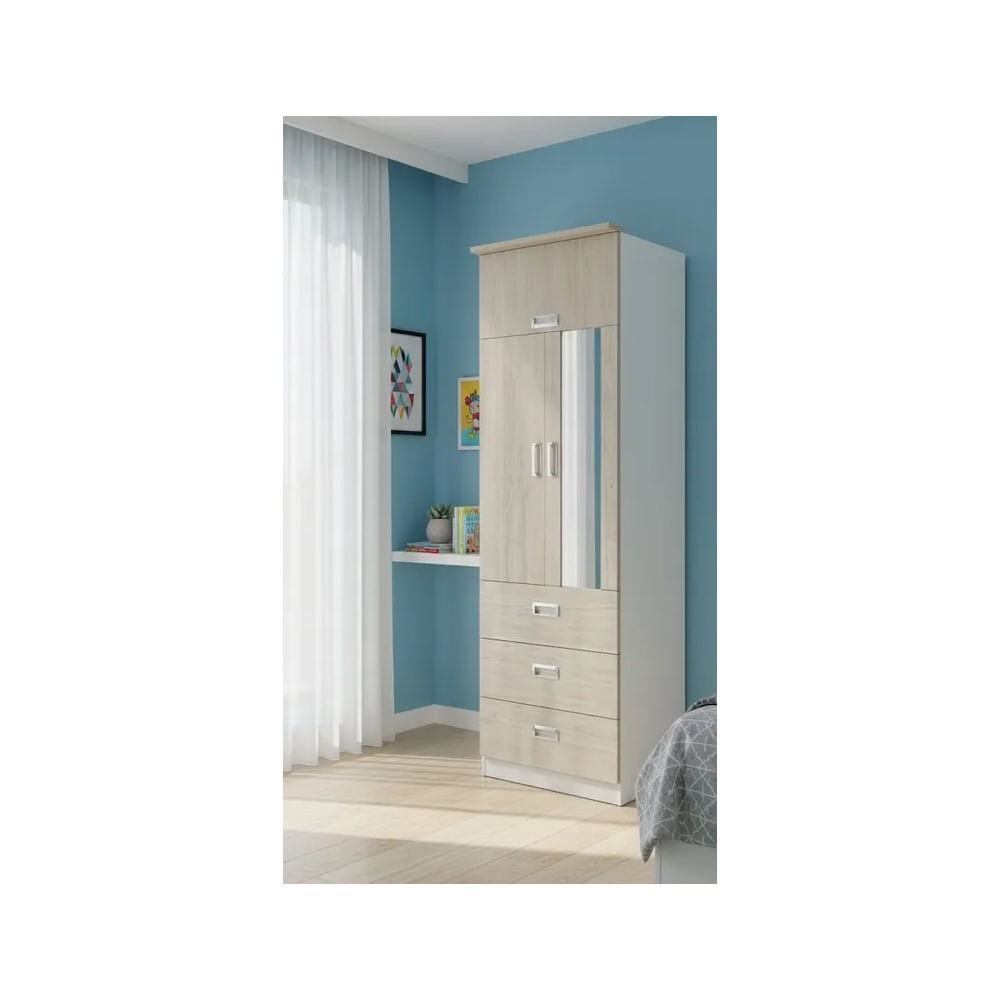 ROPERO JUNIOR DE 60 CM EN MELAMINE COLOR AMADERADO GRIS