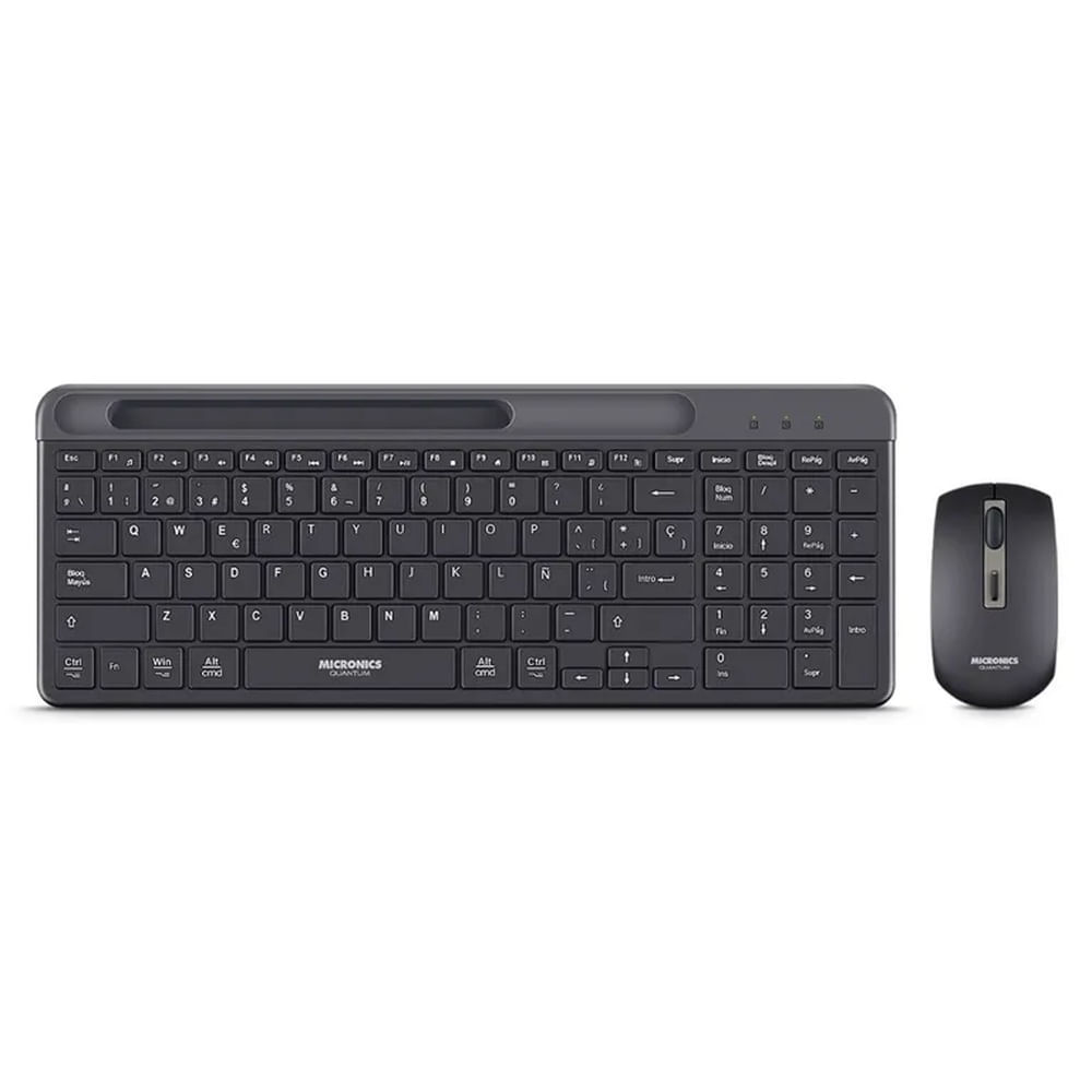 KIT QUANTUM BLACK TECLADO + MOUSE WIFI MICRONICS