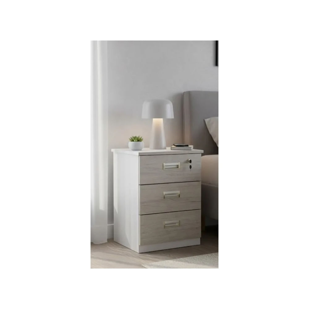 VELADOR MELAMINE GRIS CLARO 3 CAJONES