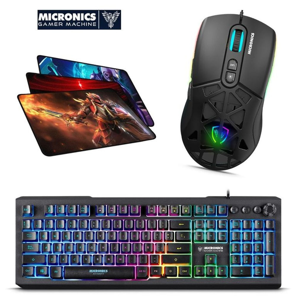 Kit Gamer Micronics 3 en1 Teclado + Mouse + Pad Mouse