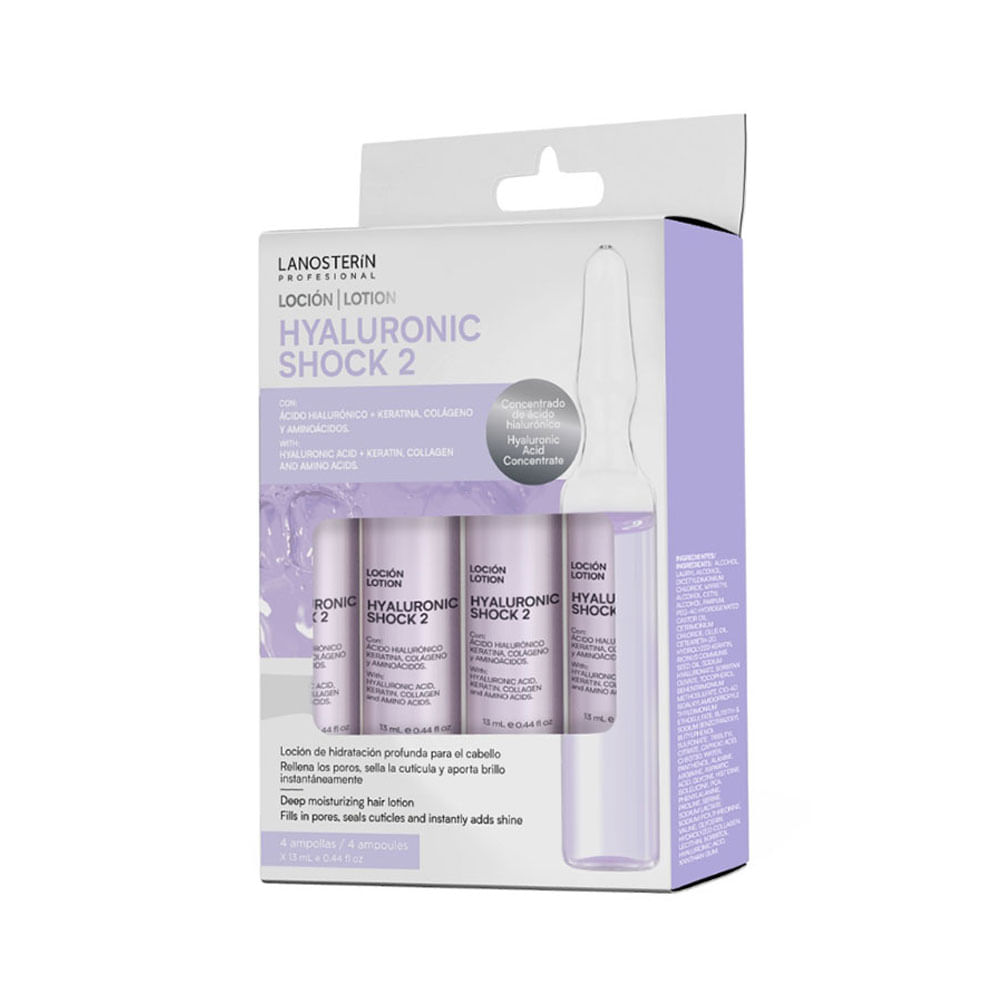 Loción capilar Lanosterin hyaluronic shock 2 caja 4 ampollas