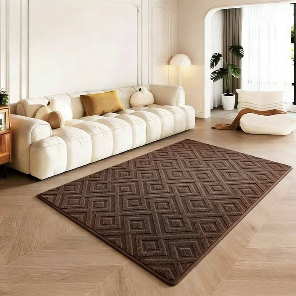 Alfombra Peluchada Antideslizante de 2mts x 140cm Marron