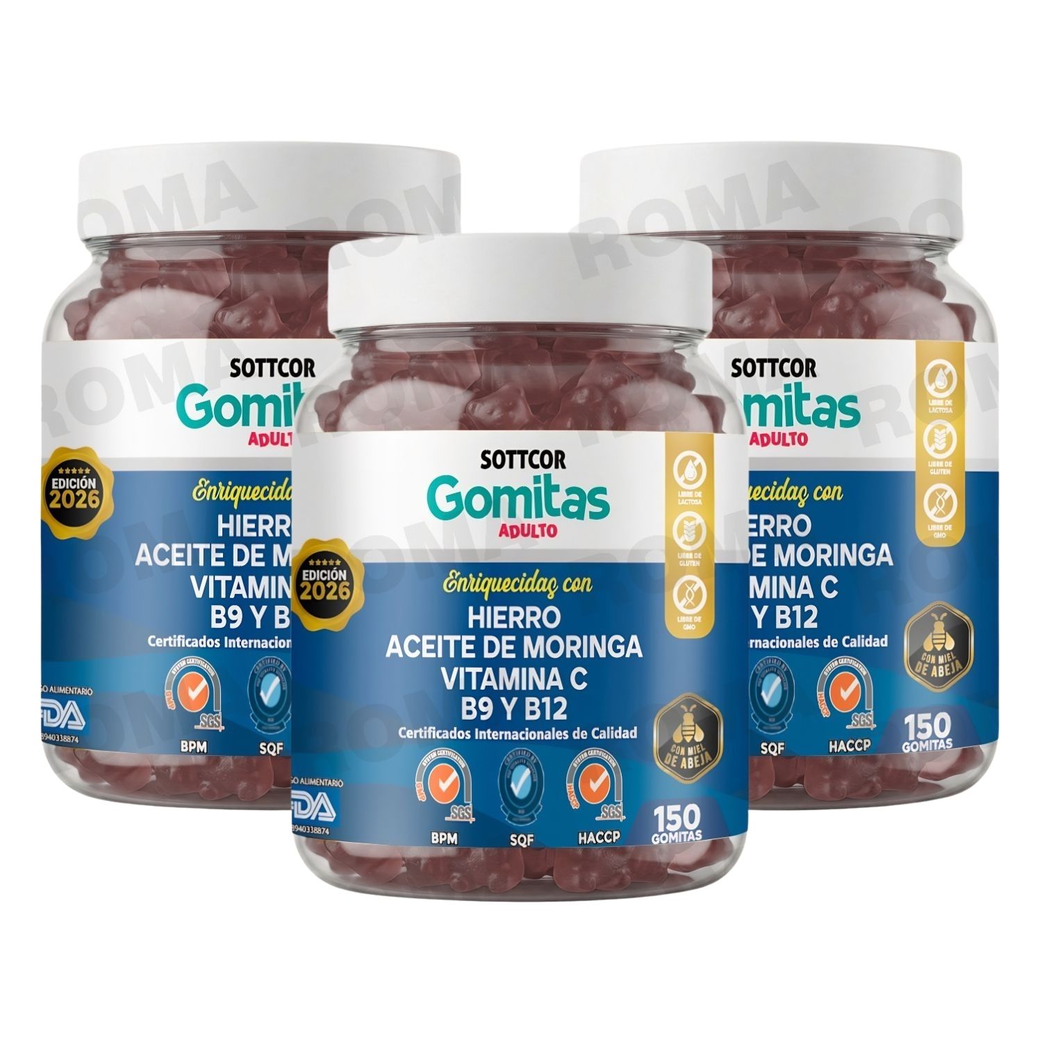 PACK 3 GOMITAS HIERRO 450 GOMITAS SOTTCOR LABS
