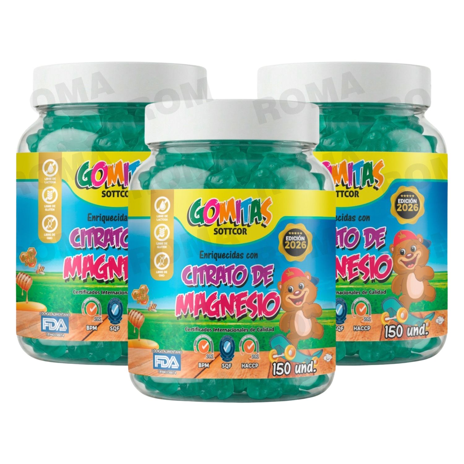 PACK 3 GOMITAS CITRATO DE MAGNESIO NIÑOS 450 GOMITAS SOTTCOR LABS