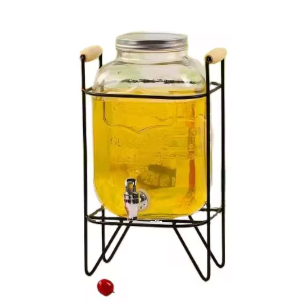 Dispensador 3L Bebidas Vidrio Grifo Base Soporte Transparente Jugos Mesa L9358